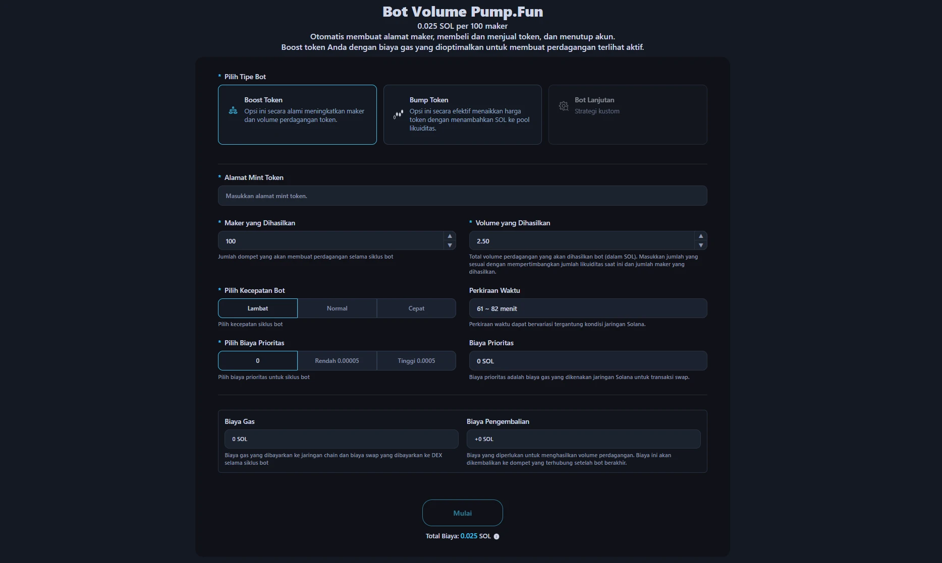 Gambar ini menunjukkan antarmuka volume bot Alphecca.