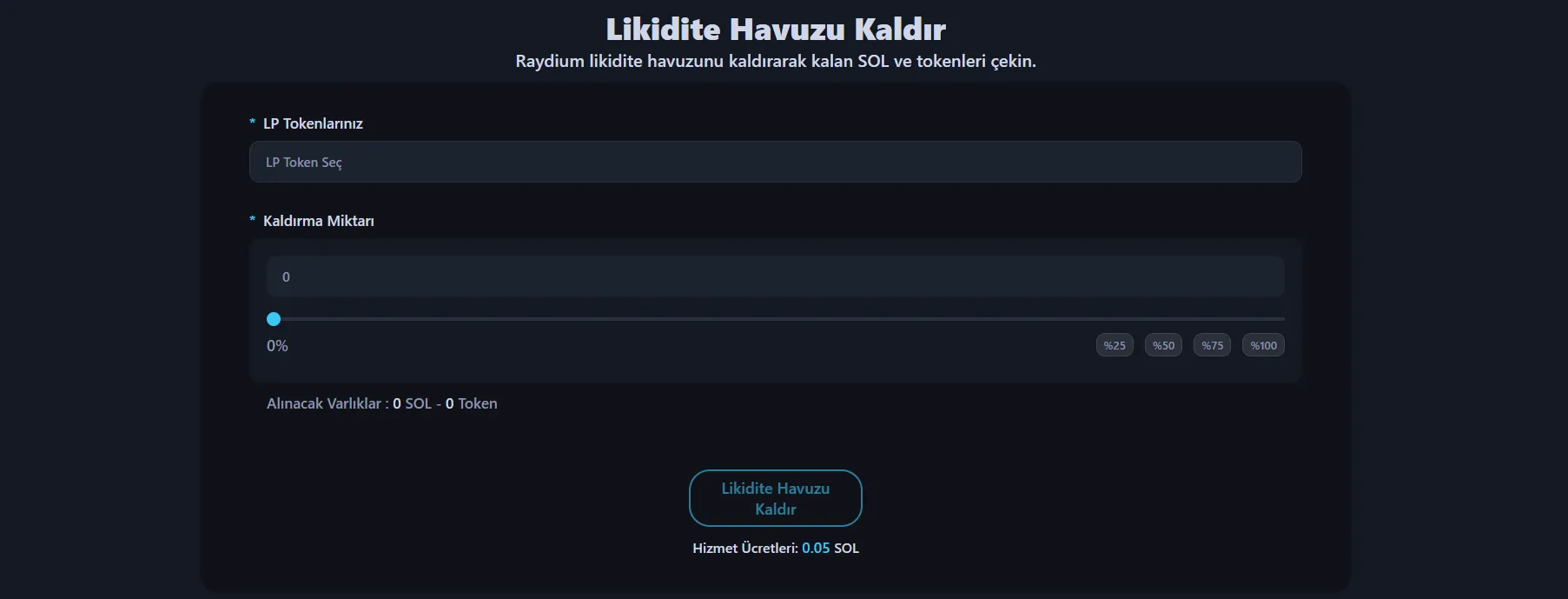 Görsel Alphecca likidite çekme arayüzünü gösteriyor.