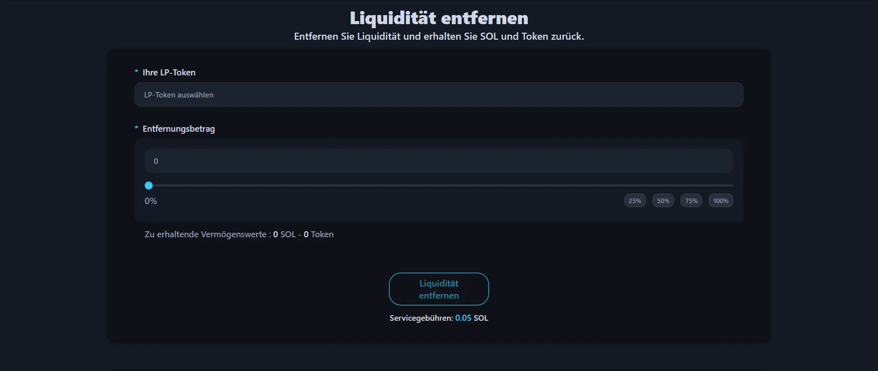 Bild zeigt die Alphecca Liquiditäts-Entfernungs-Oberfläche.